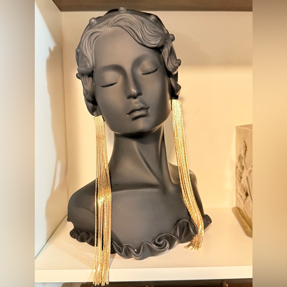 Extra Long Dramatic Gold Cascading Chain Earrings